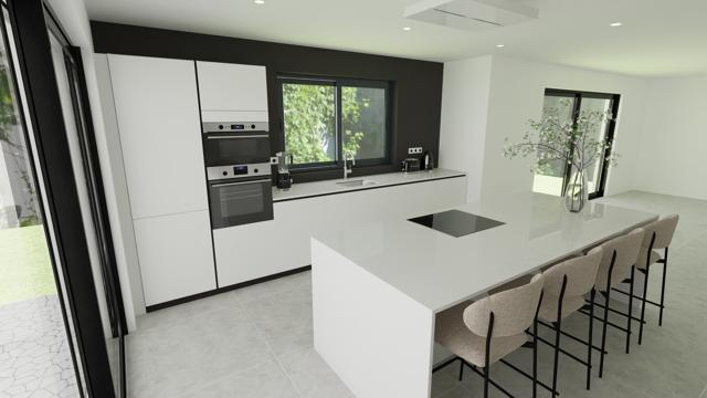 Cocina Minimalista con Isla Central y Ventanales Panorámicos - Imagen 2