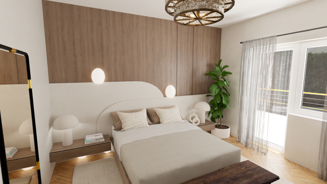 Dormitorio Orgánico con Cabecero Escultural