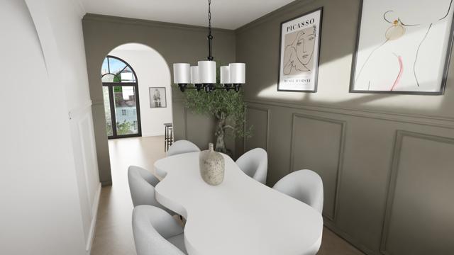 Elegancia contemporánea entre arcos y molduras