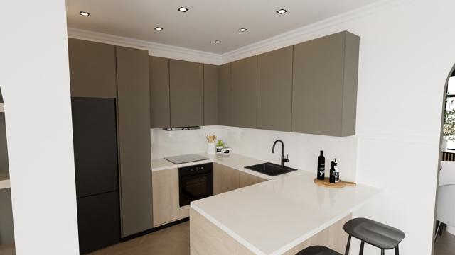 Geometría y contraste en cocina contemporánea
