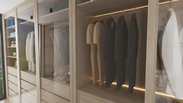 Vestidor luminoso con acabados premium
