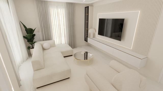 Apartamento Minimalista en Blanco y Oro - Imagen 1