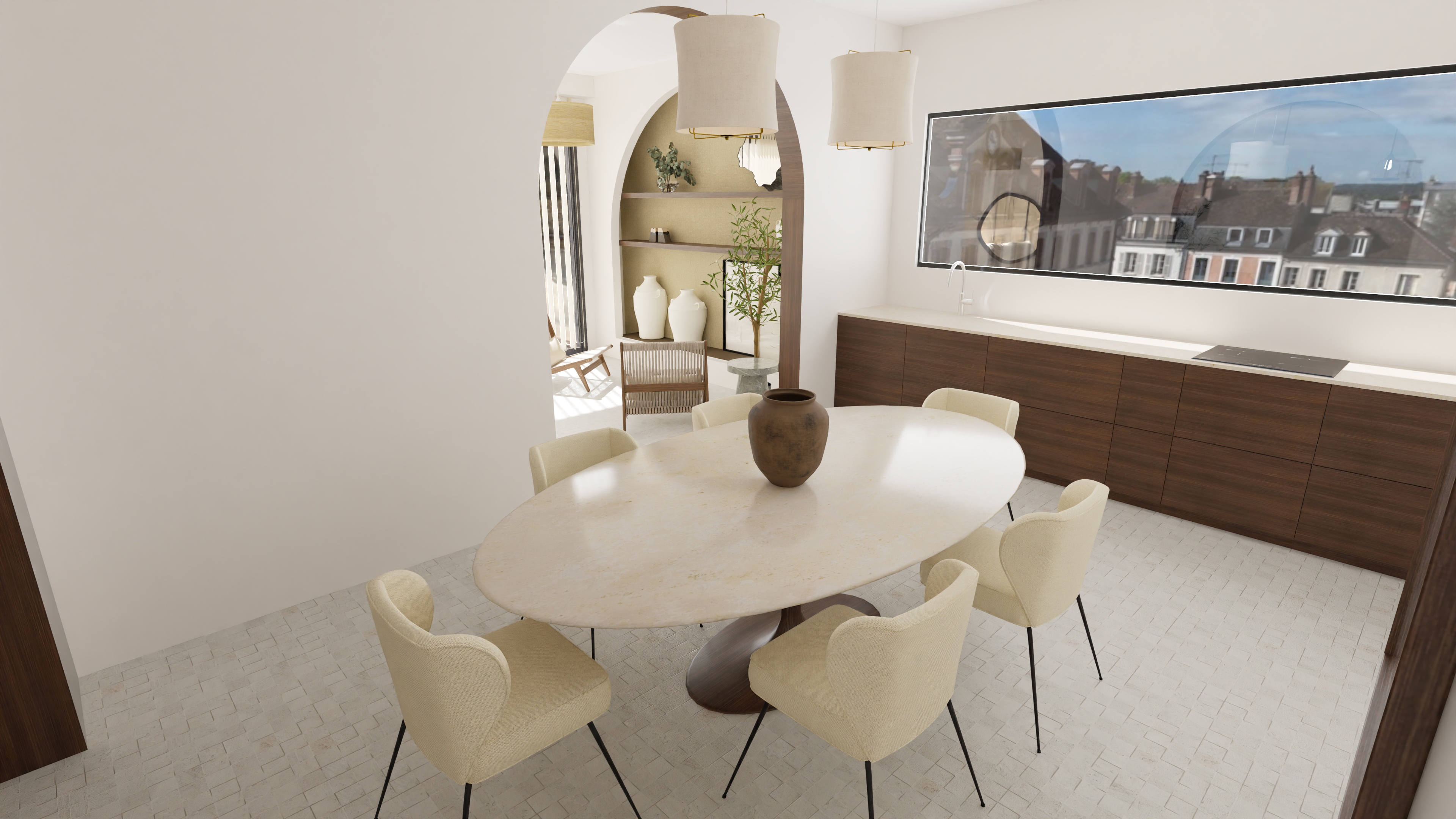 Salón Contemporáneo con Acabados Naturales